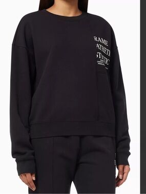 Frame Modern Blocking Crew Neck Sweatshirt Black Small